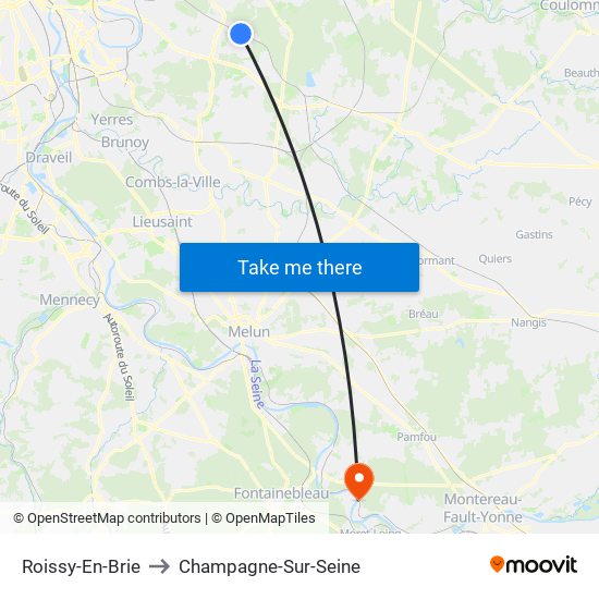 Roissy-En-Brie to Champagne-Sur-Seine map