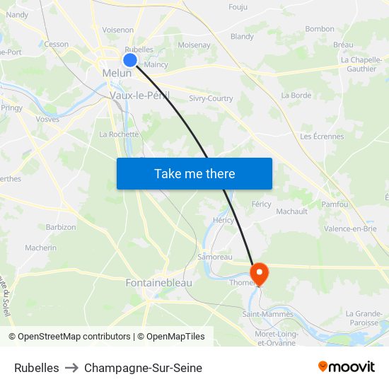 Rubelles to Champagne-Sur-Seine map