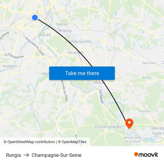 Rungis to Champagne-Sur-Seine map