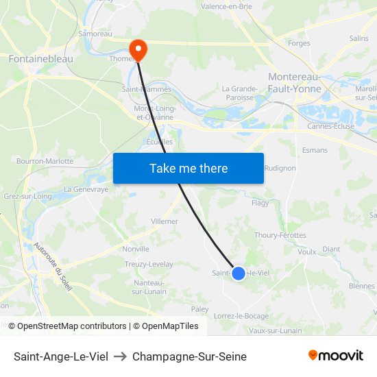 Saint-Ange-Le-Viel to Champagne-Sur-Seine map