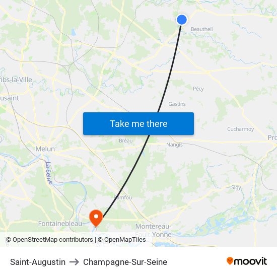Saint-Augustin to Champagne-Sur-Seine map