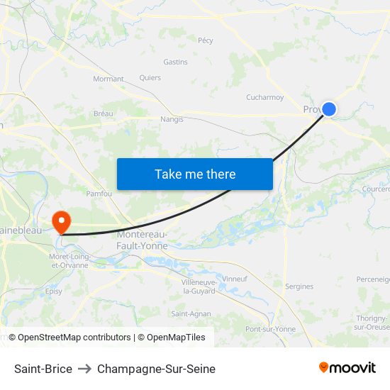 Saint-Brice to Champagne-Sur-Seine map