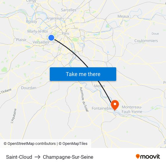 Saint-Cloud to Champagne-Sur-Seine map