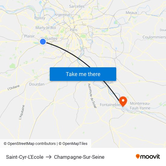 Saint-Cyr-L'Ecole to Champagne-Sur-Seine map