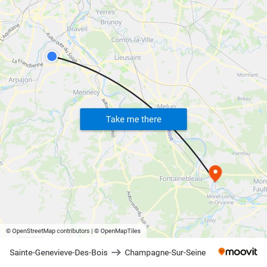 Sainte-Genevieve-Des-Bois to Champagne-Sur-Seine map