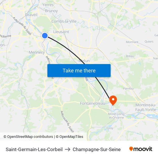 Saint-Germain-Les-Corbeil to Champagne-Sur-Seine map