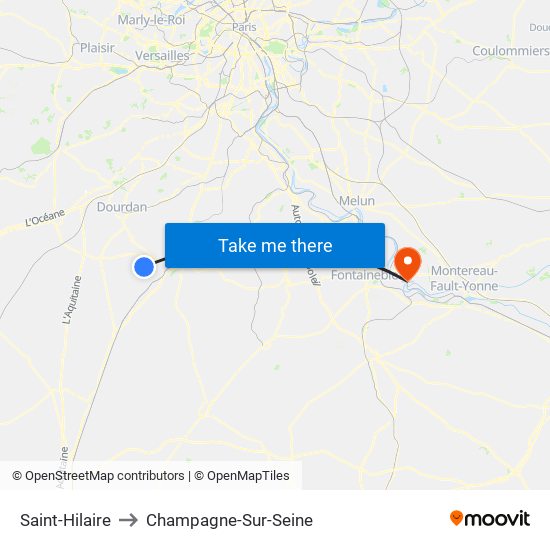 Saint-Hilaire to Champagne-Sur-Seine map