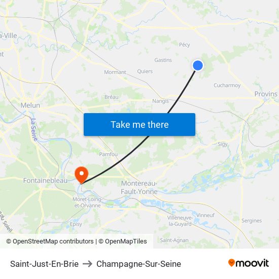 Saint-Just-En-Brie to Champagne-Sur-Seine map