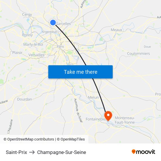Saint-Prix to Champagne-Sur-Seine map