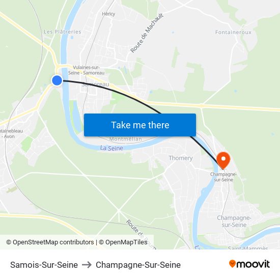 Samois-Sur-Seine to Champagne-Sur-Seine map