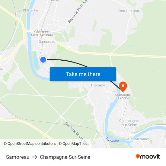 Samoreau to Champagne-Sur-Seine map