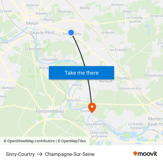 Sivry-Courtry to Champagne-Sur-Seine map