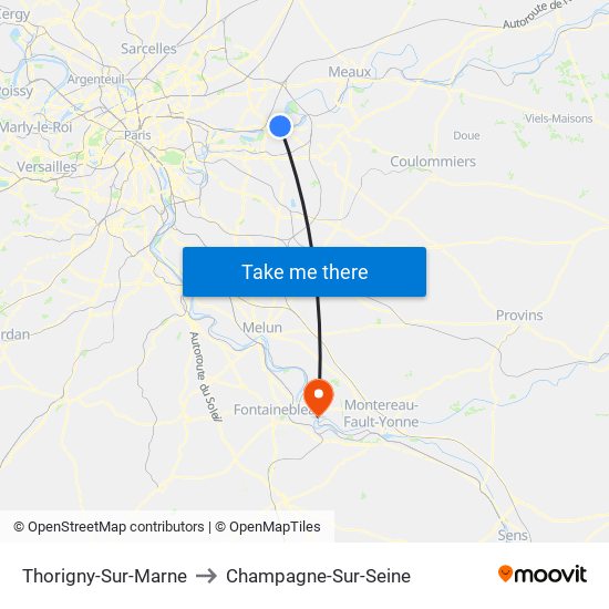 Thorigny-Sur-Marne to Champagne-Sur-Seine map