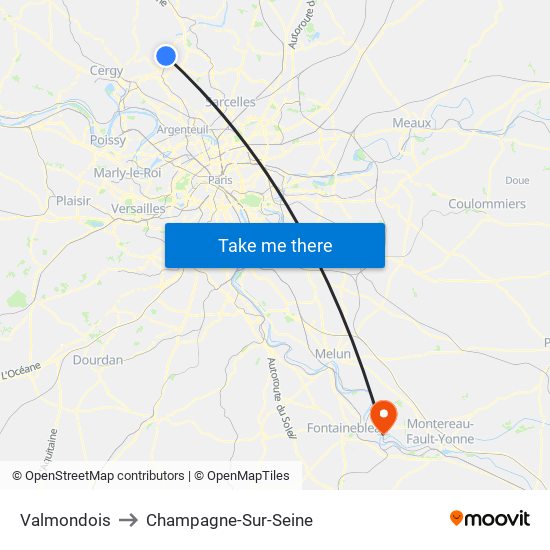 Valmondois to Champagne-Sur-Seine map