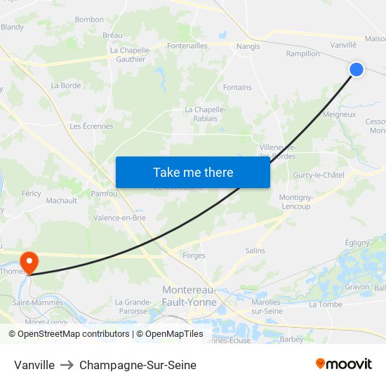 Vanville to Champagne-Sur-Seine map