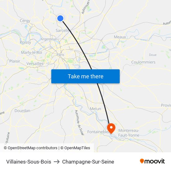 Villaines-Sous-Bois to Champagne-Sur-Seine map
