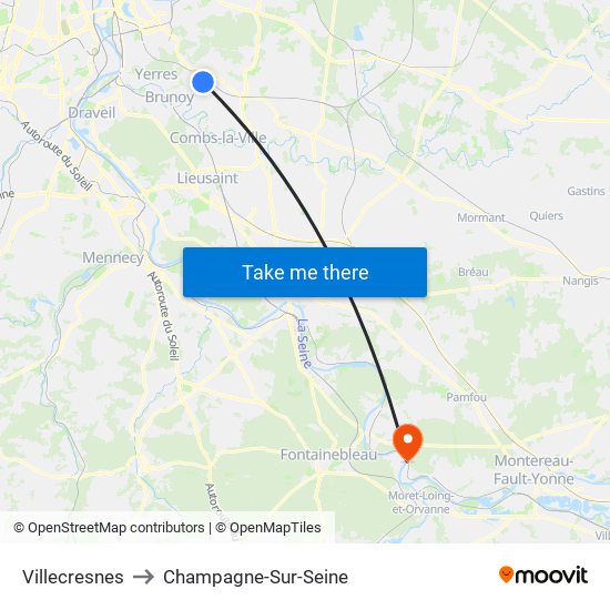 Villecresnes to Champagne-Sur-Seine map