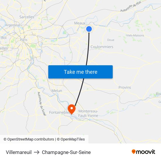 Villemareuil to Champagne-Sur-Seine map