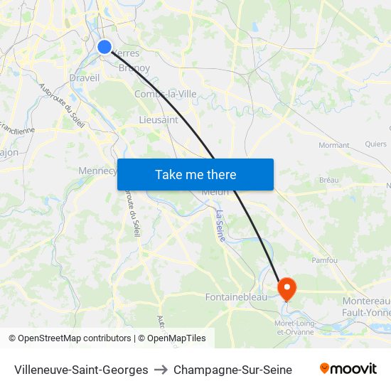 Villeneuve-Saint-Georges to Champagne-Sur-Seine map