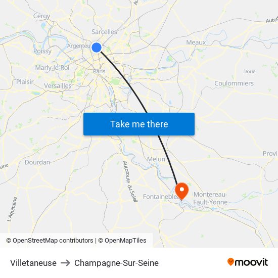 Villetaneuse to Champagne-Sur-Seine map
