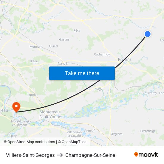 Villiers-Saint-Georges to Champagne-Sur-Seine map