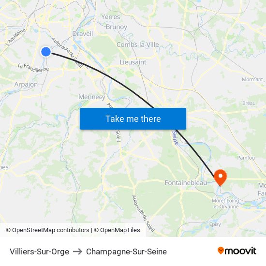 Villiers-Sur-Orge to Champagne-Sur-Seine map