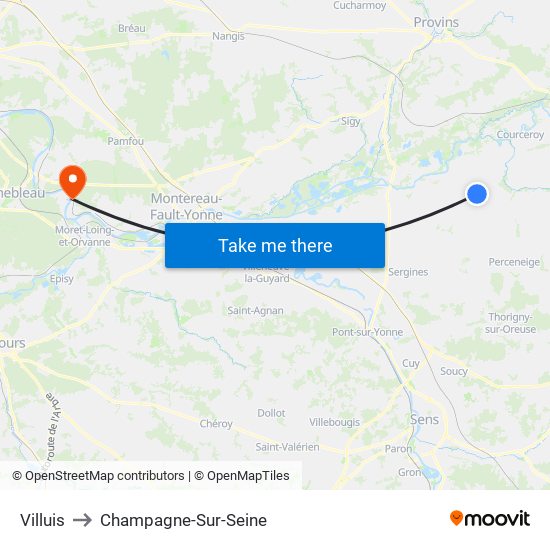 Villuis to Champagne-Sur-Seine map