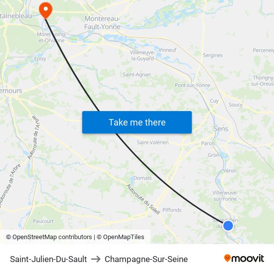 Saint-Julien-Du-Sault to Champagne-Sur-Seine map