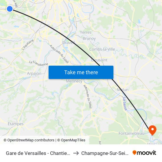 Gare de Versailles - Chantiers to Champagne-Sur-Seine map
