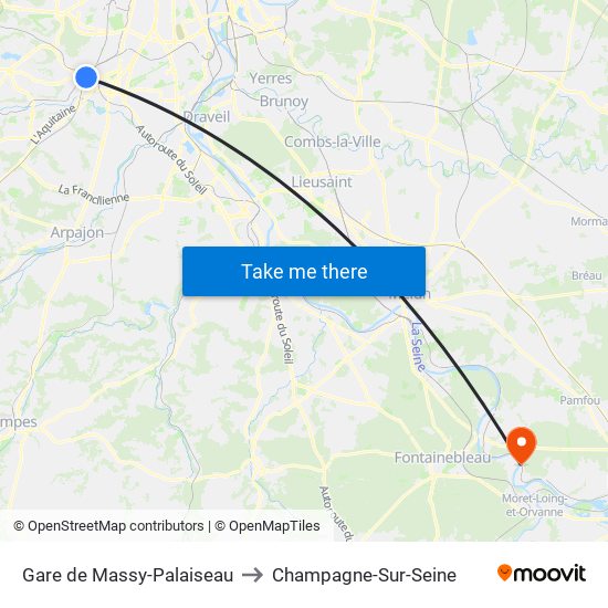 Gare de Massy-Palaiseau to Champagne-Sur-Seine map