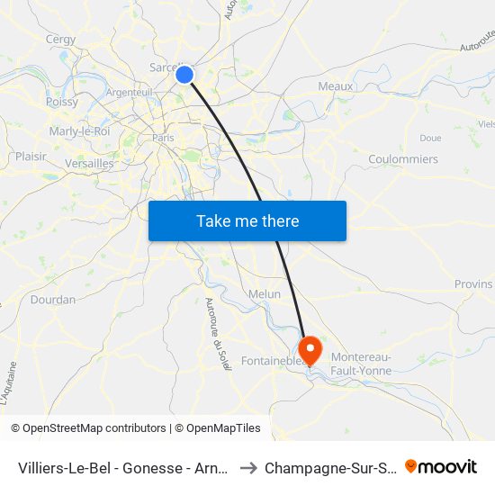 Villiers-Le-Bel - Gonesse - Arnouville to Champagne-Sur-Seine map