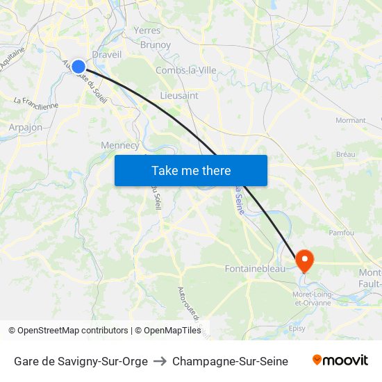 Gare de Savigny-Sur-Orge to Champagne-Sur-Seine map