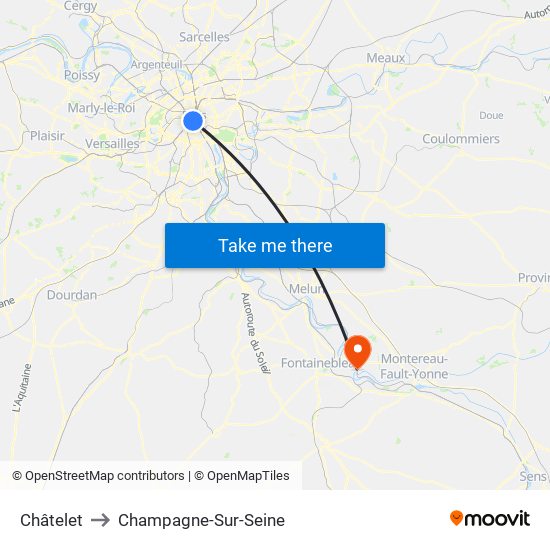 Châtelet to Champagne-Sur-Seine map