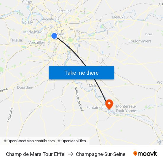 Champ de Mars Tour Eiffel to Champagne-Sur-Seine map