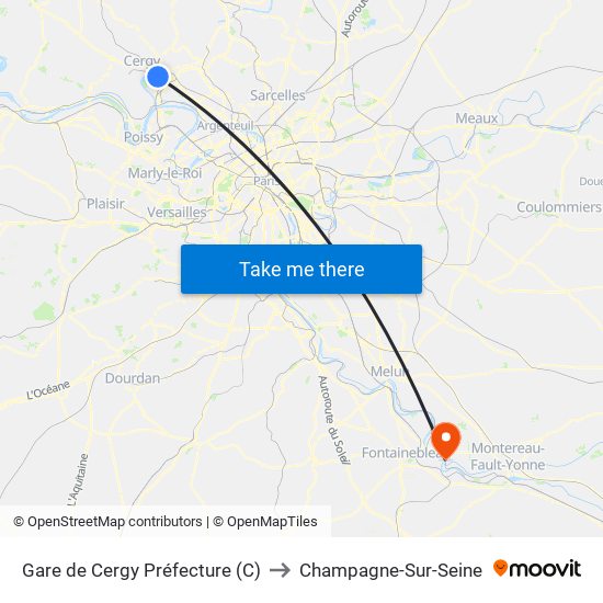 Gare de Cergy Préfecture (C) to Champagne-Sur-Seine map