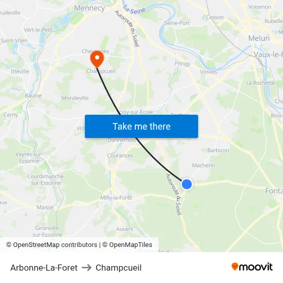 Arbonne-La-Foret to Champcueil map