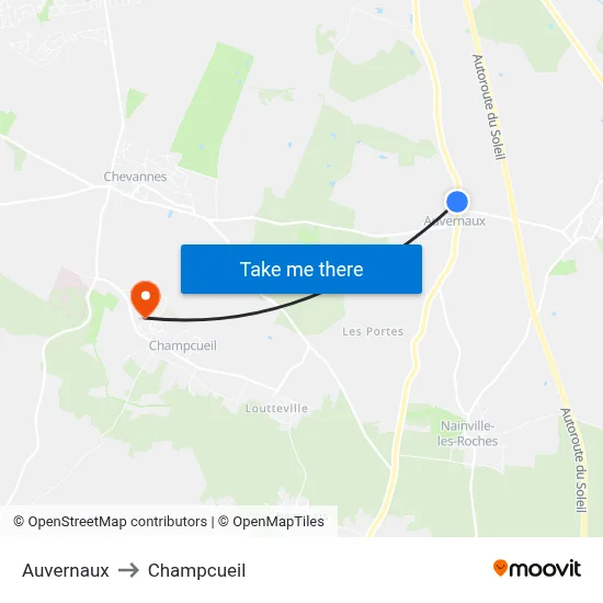 Auvernaux to Champcueil map