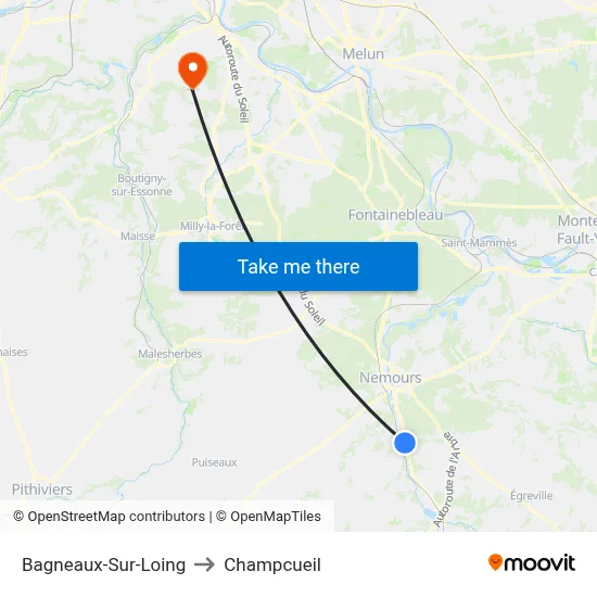 Bagneaux-Sur-Loing to Champcueil map