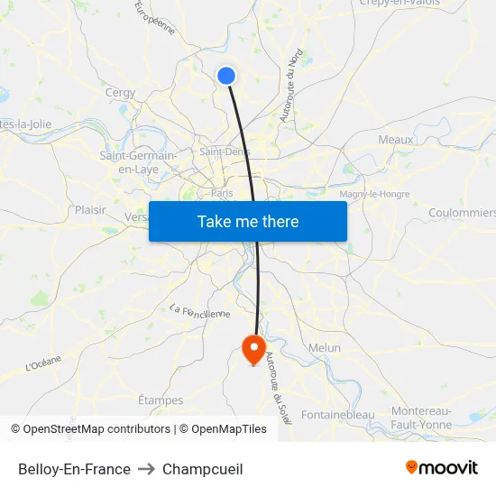 Belloy-En-France to Champcueil map