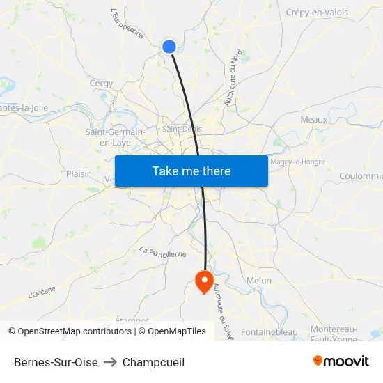 Bernes-Sur-Oise to Champcueil map
