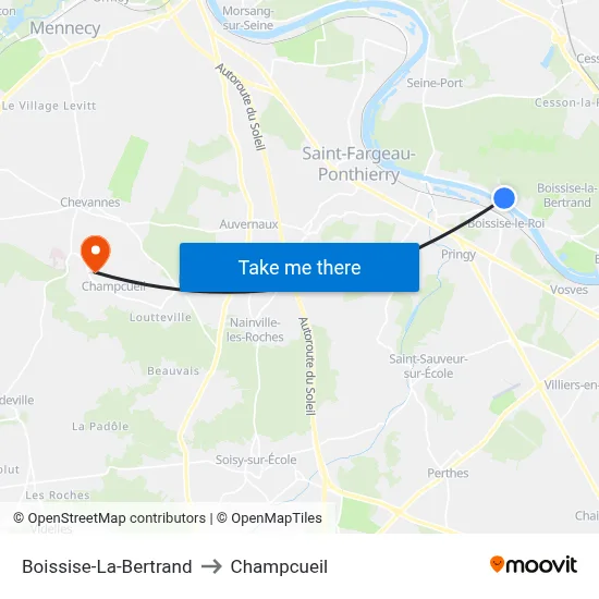 Boissise-La-Bertrand to Champcueil map