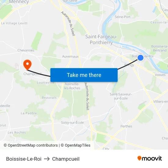 Boissise-Le-Roi to Champcueil map