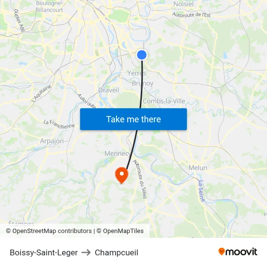 Boissy-Saint-Leger to Champcueil map