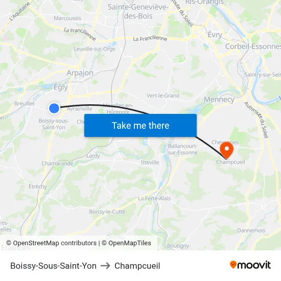 Boissy-Sous-Saint-Yon to Champcueil map