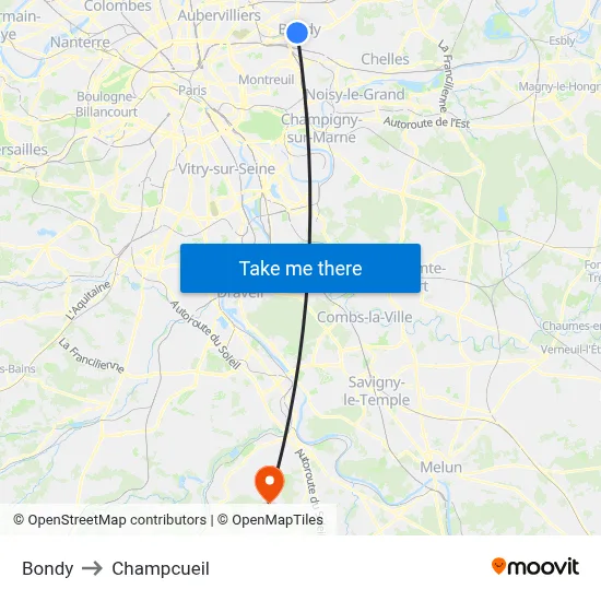 Bondy to Champcueil map