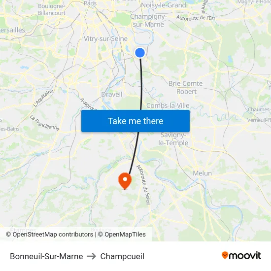 Bonneuil-Sur-Marne to Champcueil map