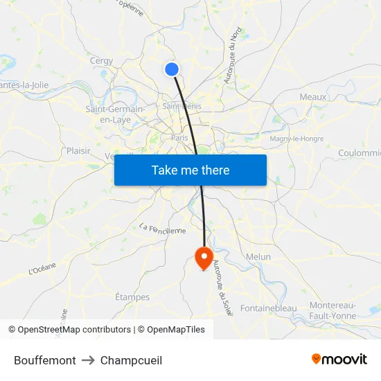 Bouffemont to Champcueil map