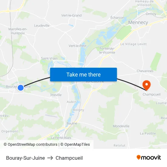 Bouray-Sur-Juine to Champcueil map