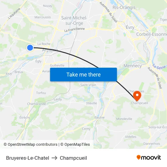Bruyeres-Le-Chatel to Champcueil map