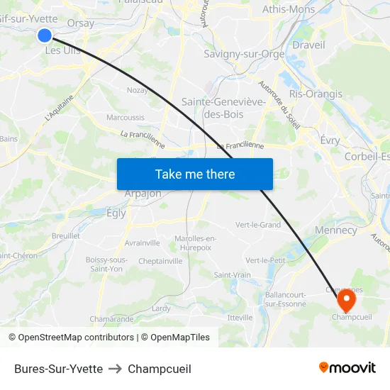 Bures-Sur-Yvette to Champcueil map